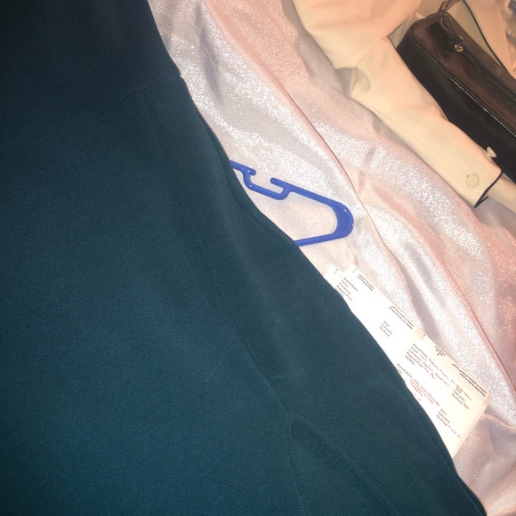 Turquoise dress with sexy slit in front size M, 16 inches PTP, 36 inches long - Picture 4 of 7